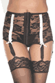 Music Legs ＜Lady Cat＞ Spandex High Waisted Corset Look Lace Garterbelt画像