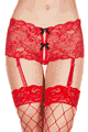 Music Legs ＜Lady Cat＞ Crotchless Lace Boy Shorts with Attached Garters画像