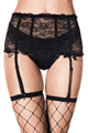 Music Legs ＜Lady Cat＞ Lace Garterbelt with Striped Pattern and Ribbons