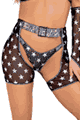 Mesh with Stars Print Chaps with Belt