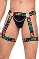 Mens Pride Thong with Attached Garters and Chain