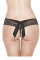 Shirley ＜Lady Cat＞ Stretch Lace Open Front Panty with Back Bow