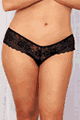Shirley ＜Lady Cat＞ Stretch Lace and Mesh Open Front Thong Panty