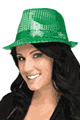 Fun World ＜Lady Cat＞ St Patrick Sequin Fedora Hat画像