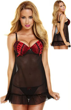 水着/下着/コスチューム/ダンスウェア/ドレスのオークション Lace Up Chemise and Panty Set